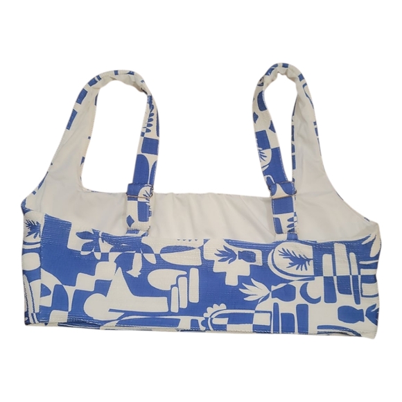 Show me Your Mumu blue white santorini contour scrunch bikini swim top nwot xxl - Picture 6 of 7